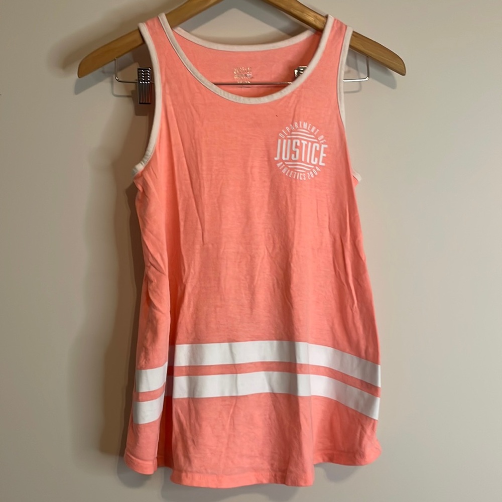 JUSTICE Department of Athletics Coral and White Tank Sz 14/16